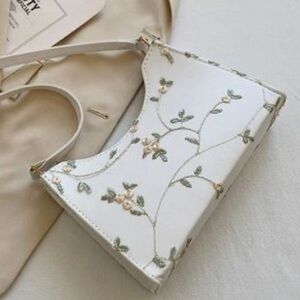 ❤️ SHEIN | Floral Embroidered White Bag